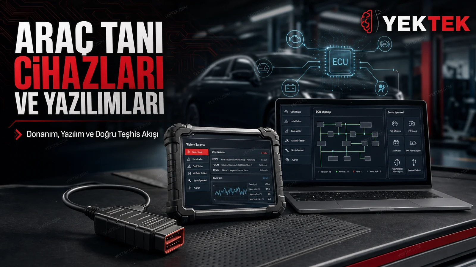 Araç Tanı Cihazları ve Yazılımları Ne İşe Yarar? için YekTek Cihaz teknik rehber kapak görseli