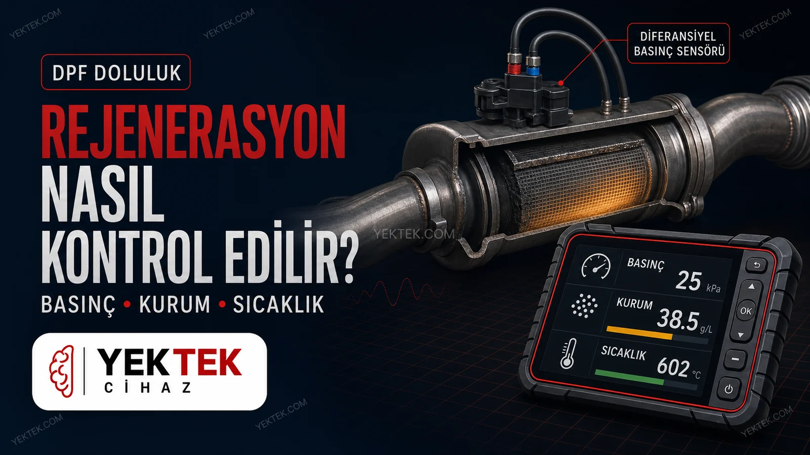 DPF Doluluk ve Rejenerasyon Arıza Tespit Cihazında Nasıl Kontrol Edilir? için YekTek Cihaz teknik rehber kapak görseli