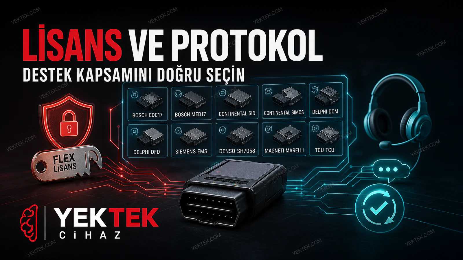 Magicmotorsport FLEX Lisans, Protokol ve Teknik Destek Rehberi için YekTek Cihaz teknik rehber kapak görseli