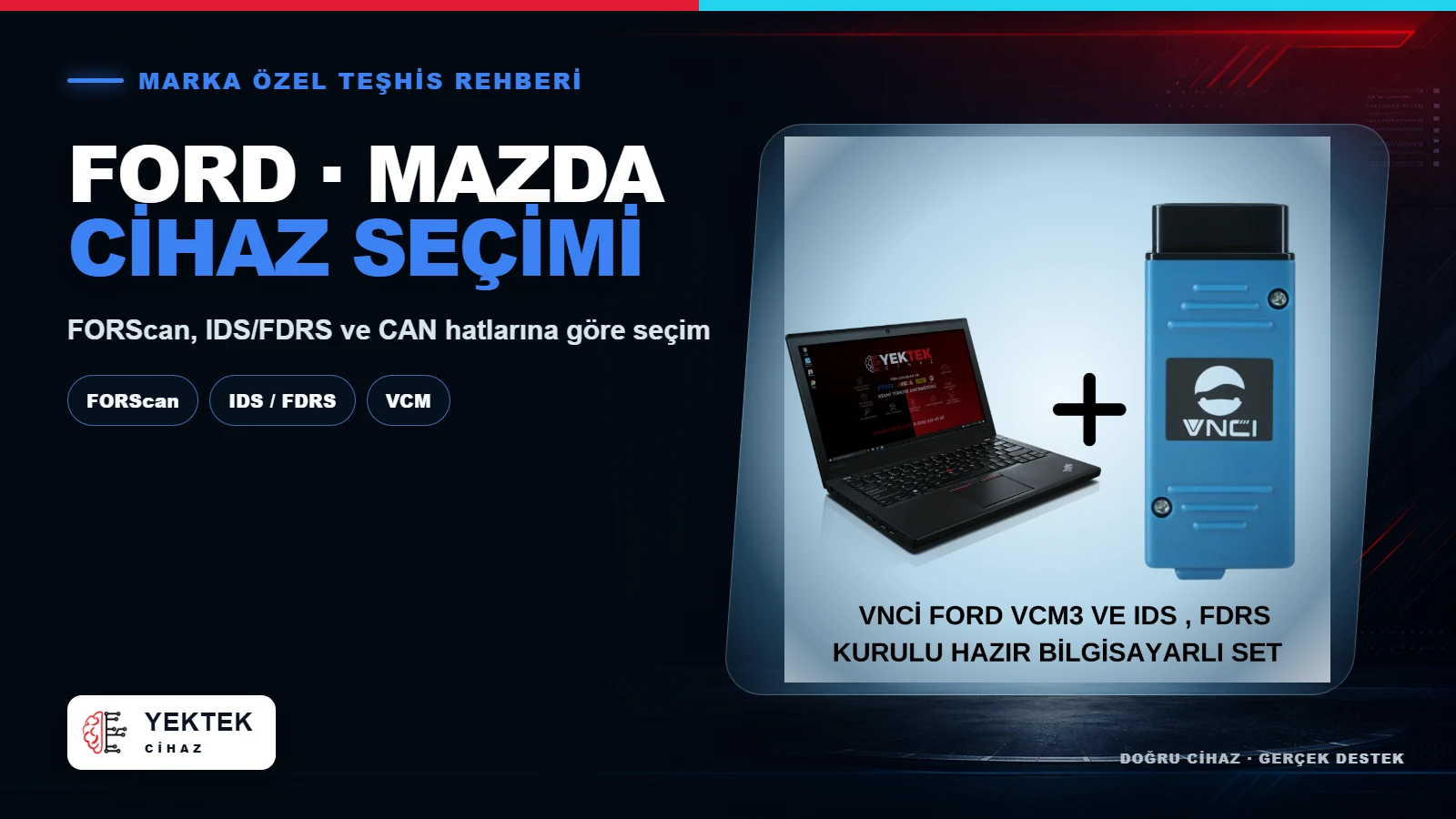 Ford ve Mazda Arıza Tespit Cihazı Nasıl Seçilir? için YekTek Cihaz teknik rehber kapak görseli