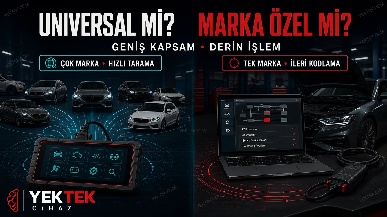 Universal Arıza Tespit Cihazı mı, Marka Özel Cihaz mı? için YekTek Cihaz teknik rehber kapak görseli
