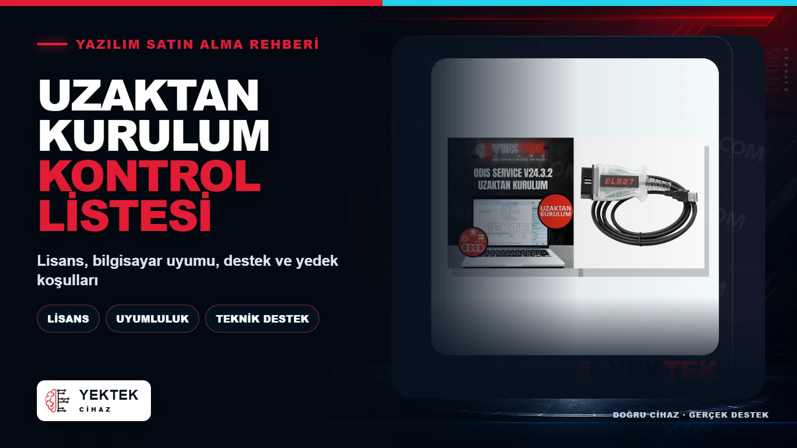 Uzaktan Kurulumlu Yazılım Alırken Ustanın Kontrol Listesi için YekTek Cihaz teknik rehber kapak görseli