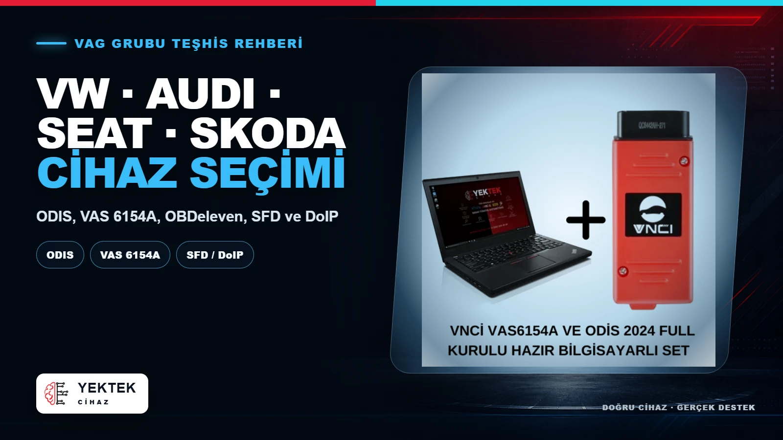 Volkswagen, Audi, Seat ve Skoda İçin Arıza Tespit Cihazı Seçimi için YekTek Cihaz teknik rehber kapak görseli