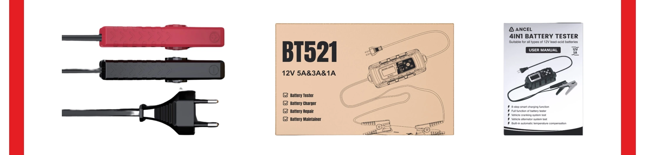 ANCEL BT521 12V Akü Şarj , Akü Test ve Akü Tamir Cihazı açıklama görseli