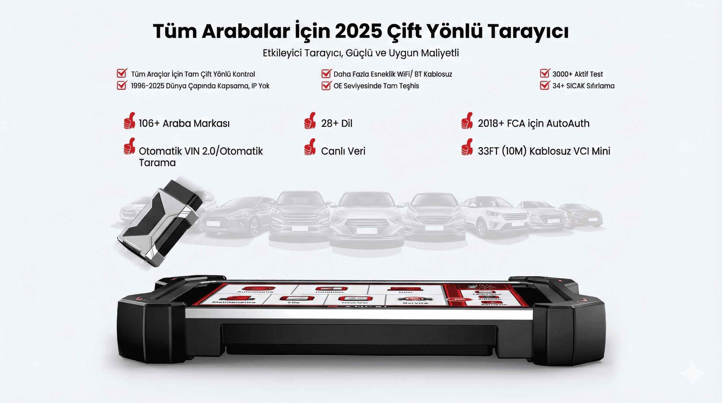 ANCEL DS600 BT Profesyonel Universal OBD2 Oto Arıza Tespit Cihazı açıklama görseli