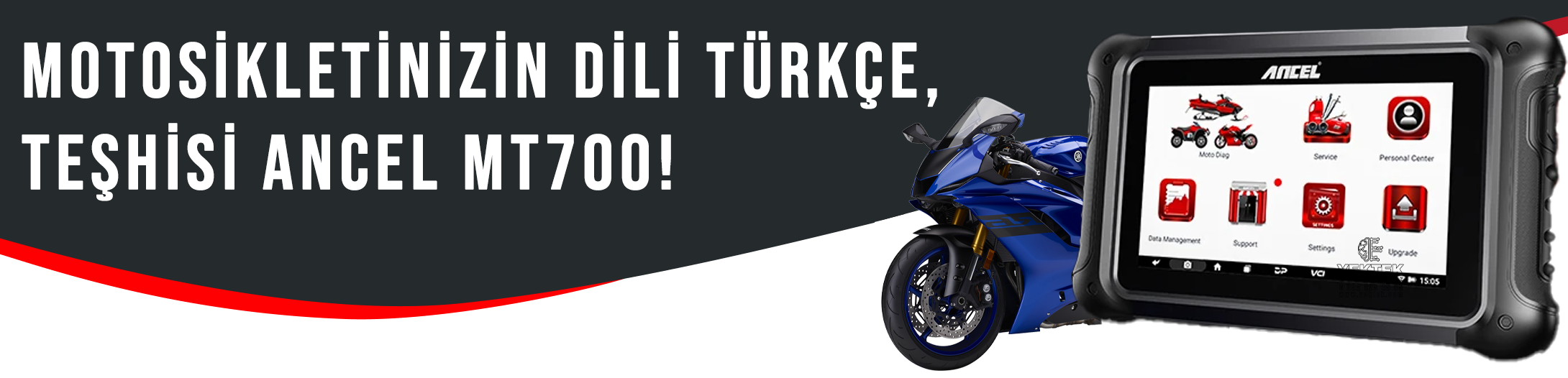 ANCEL MT700 motosiklet arıza tespit cihazı ve arayüzü