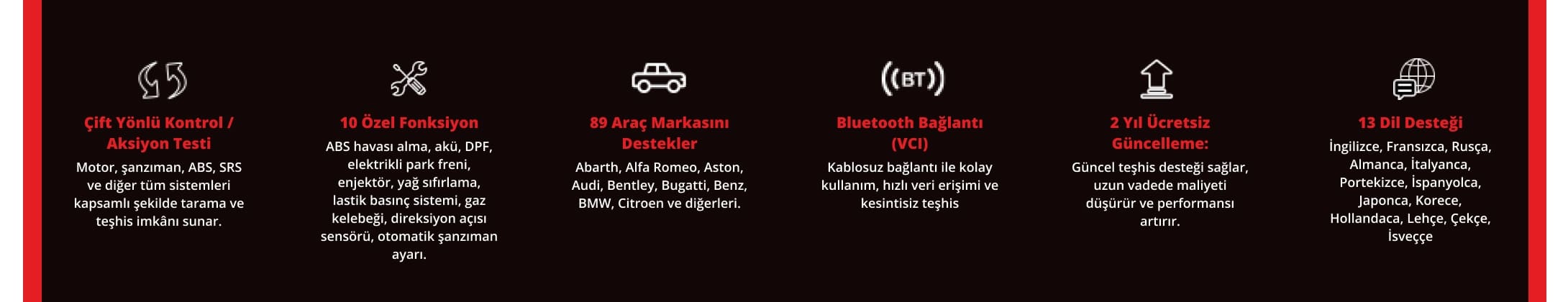 Ancel V5 BT Arıza Tespit Cihazı - Genel Özellikler Ancel V5 BT Arıza Tespit Cihazı - Genel Özellikler