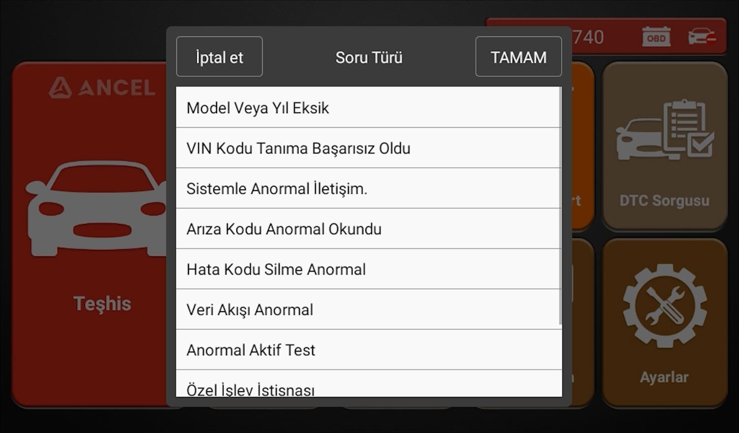 Ancel V5 BT Uygulama Ekran Görüntüsü Ancel V5 BT Uygulama Ekran Görüntüsü
