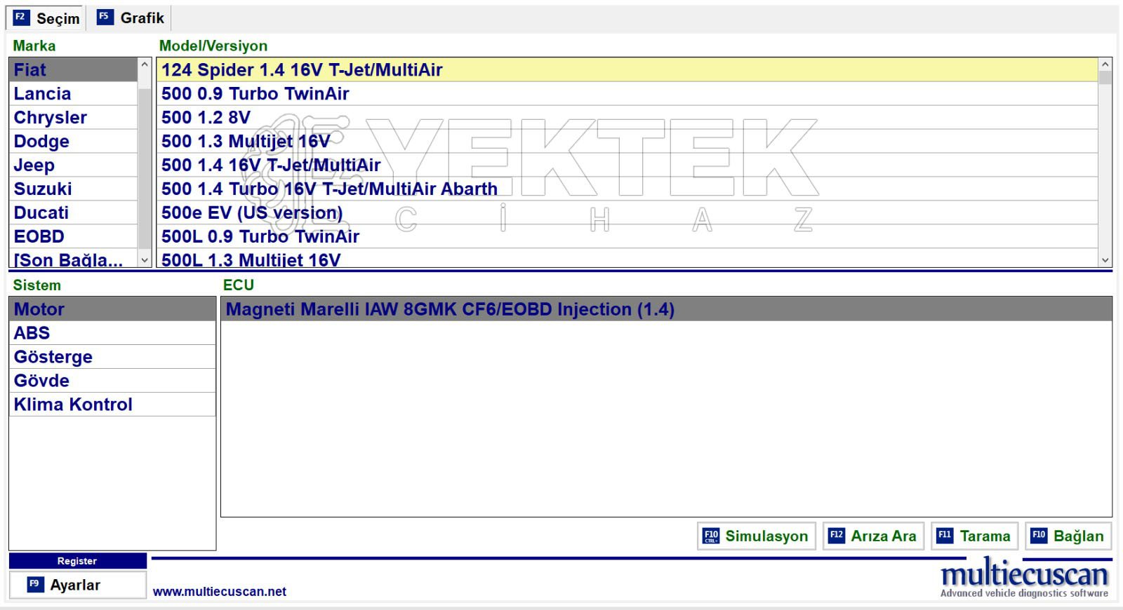 Fiat grubu MultiEcuScan Gizli Özellik Açma Cihazı ve 6 Fiat grubu MultiEcuScan Gizli Özellik Açma Cihazı ve 6