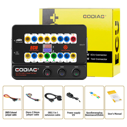 GODIAG GT100 Plus kutu içeriği ve bağlantı kabloları