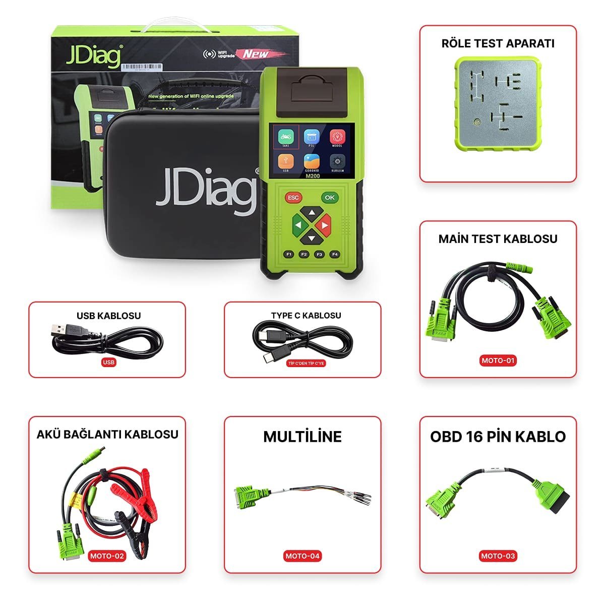 JDiag M200 Motosiklet Arıza Tespit Cihazı - 6 Kablolu OBD Versiyon JDiag M200 Motosiklet Arıza Tespit Cihazı - 6 Kablolu OBD Versiyon