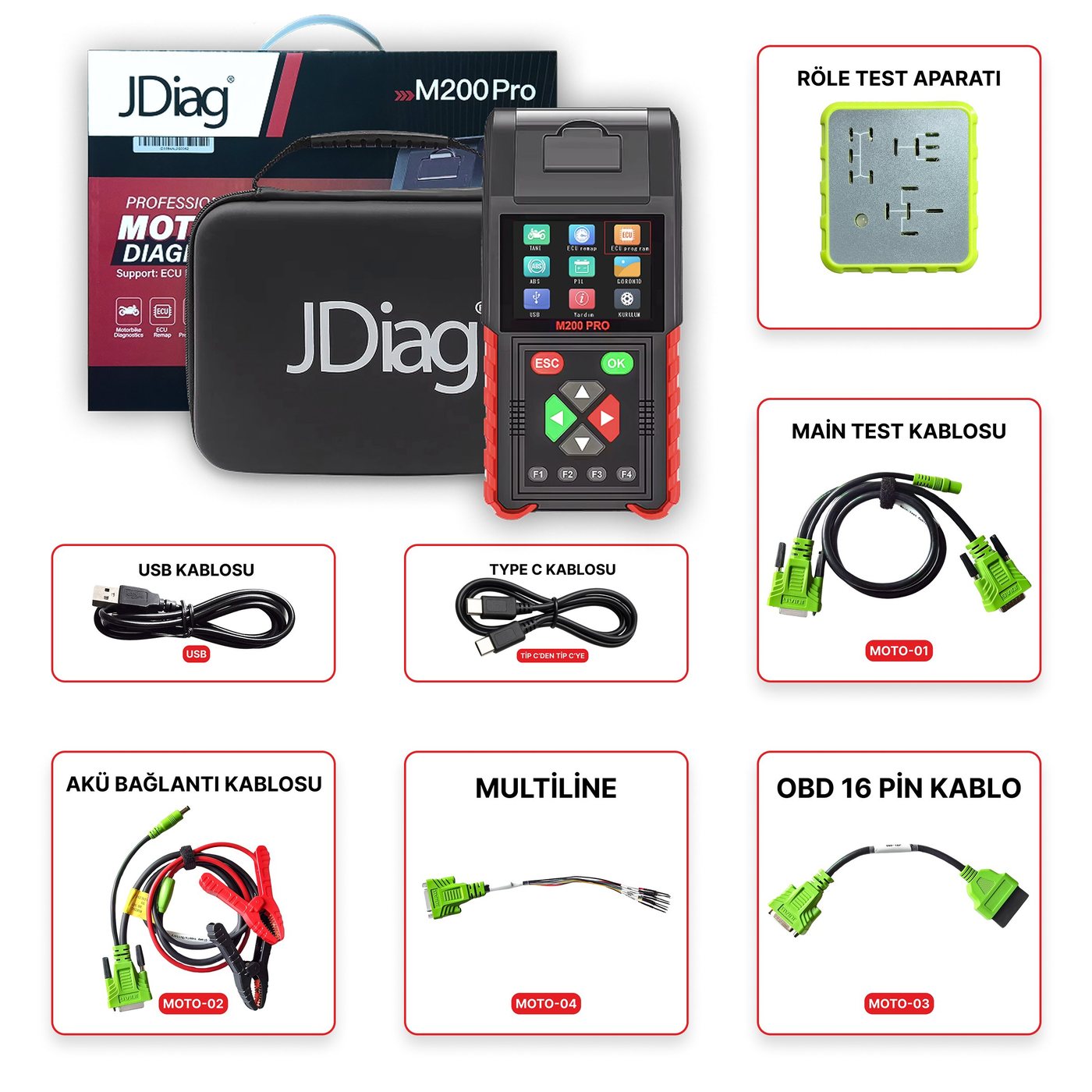 JDiag M200 PRO Motosiklet Arıza Tespit Cihazı - 6 Kablolu OBD Versiyon JDiag M200 PRO Motosiklet Arıza Tespit Cihazı - 6 Kablolu OBD Versiyon