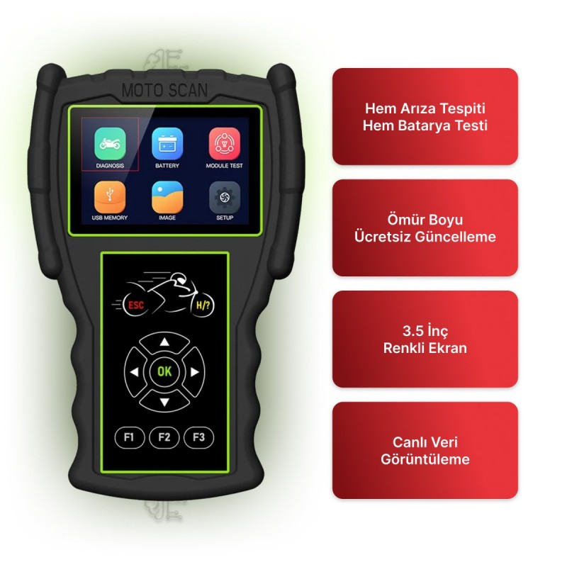 JDiag M100 PRO - Motosiklet Arıza Tespit Cihazı - 5 Kablolu OBD Versiyon