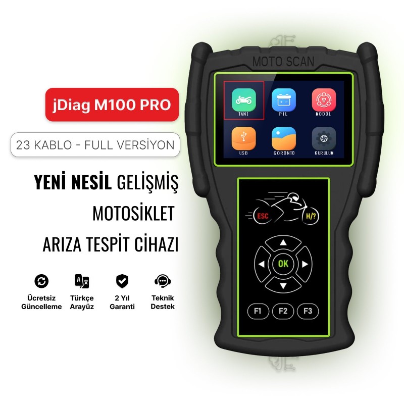 JDiag M100 PRO - Motosiklet Arıza Tespit Cihazı - 23 Kablo Full Versiyon