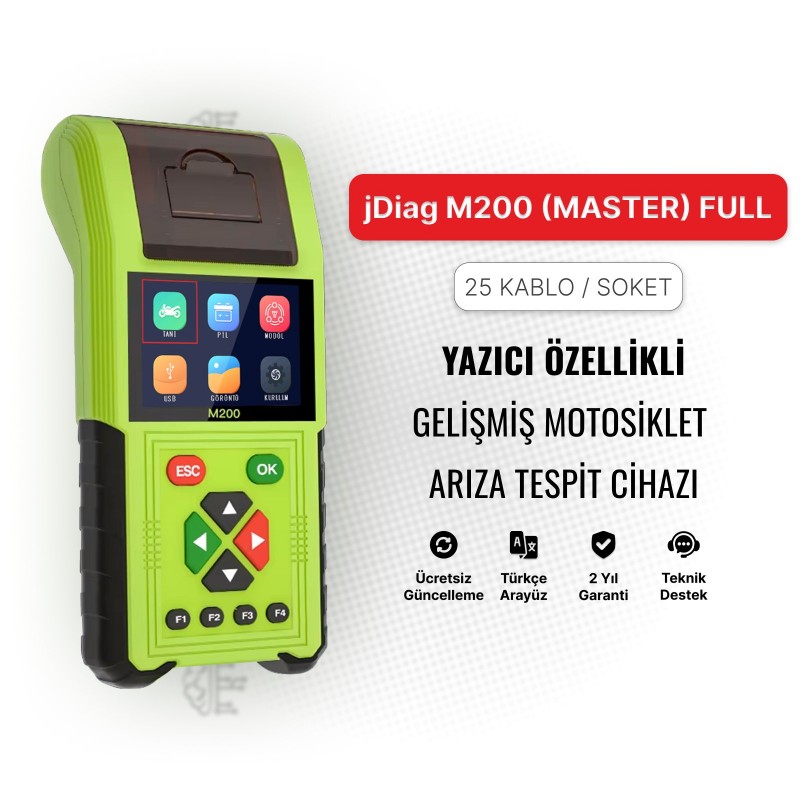 JDiag M200 Motosiklet Arıza Tespit Cihazı - 25 Kablolu / Soketli Full Versiyon