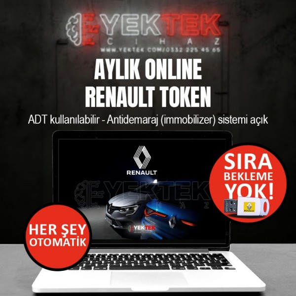 Renault Online Token Aylık Lisans (ADT Uyumlu, İmmobilizer Sistemi Açık)